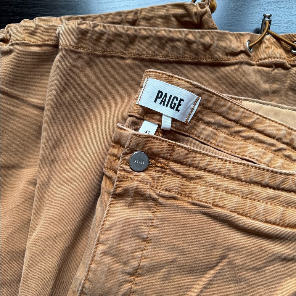 PAIGE Fraser Men’s Chino Pants Tan Vintage Wash Drawstring 31